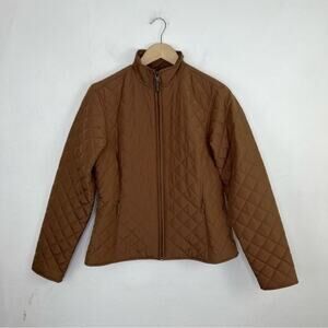 Cutter & Buck Brown Copper Quilted Mid Length Jacket Coat Size Medium